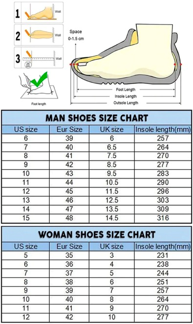 crocs shoes size chart