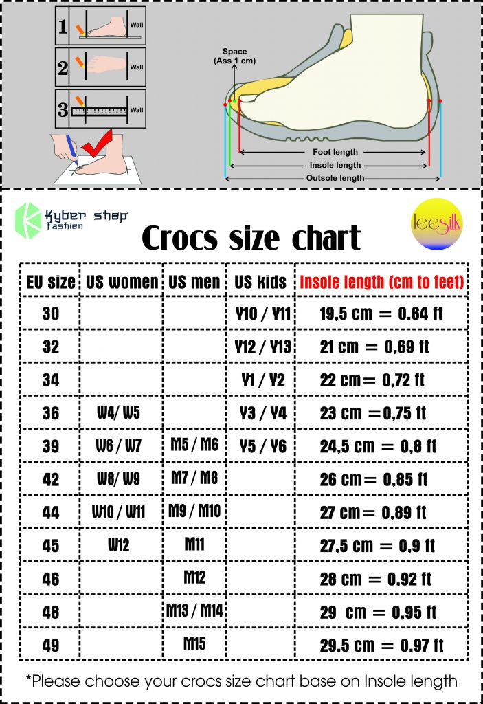 kids croc size chart