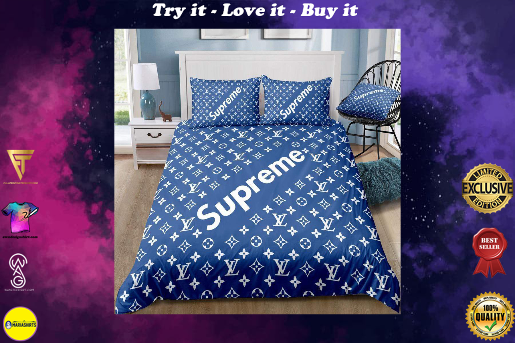 [special edition] louis vuitton and supreme bedding set