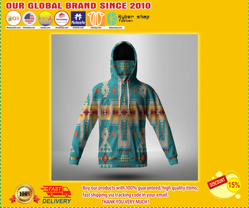 Turquoise tribe design native american 3d hoodie 2
