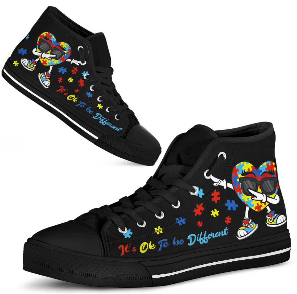 Autism Awareness It's Ok To Be Different High Top Shoes 3
