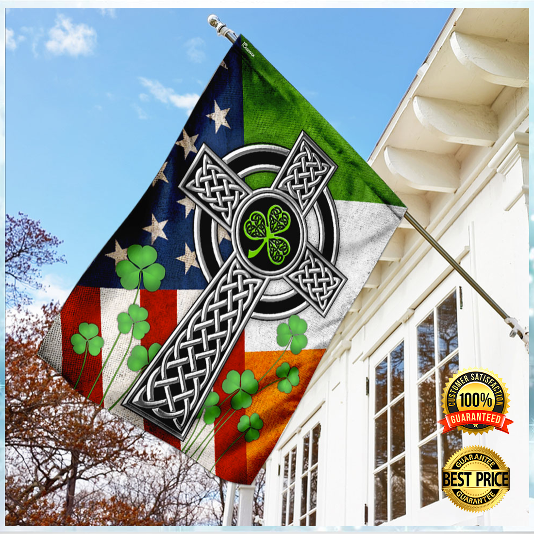 Irish Celtic Knot Cross Flag 3
