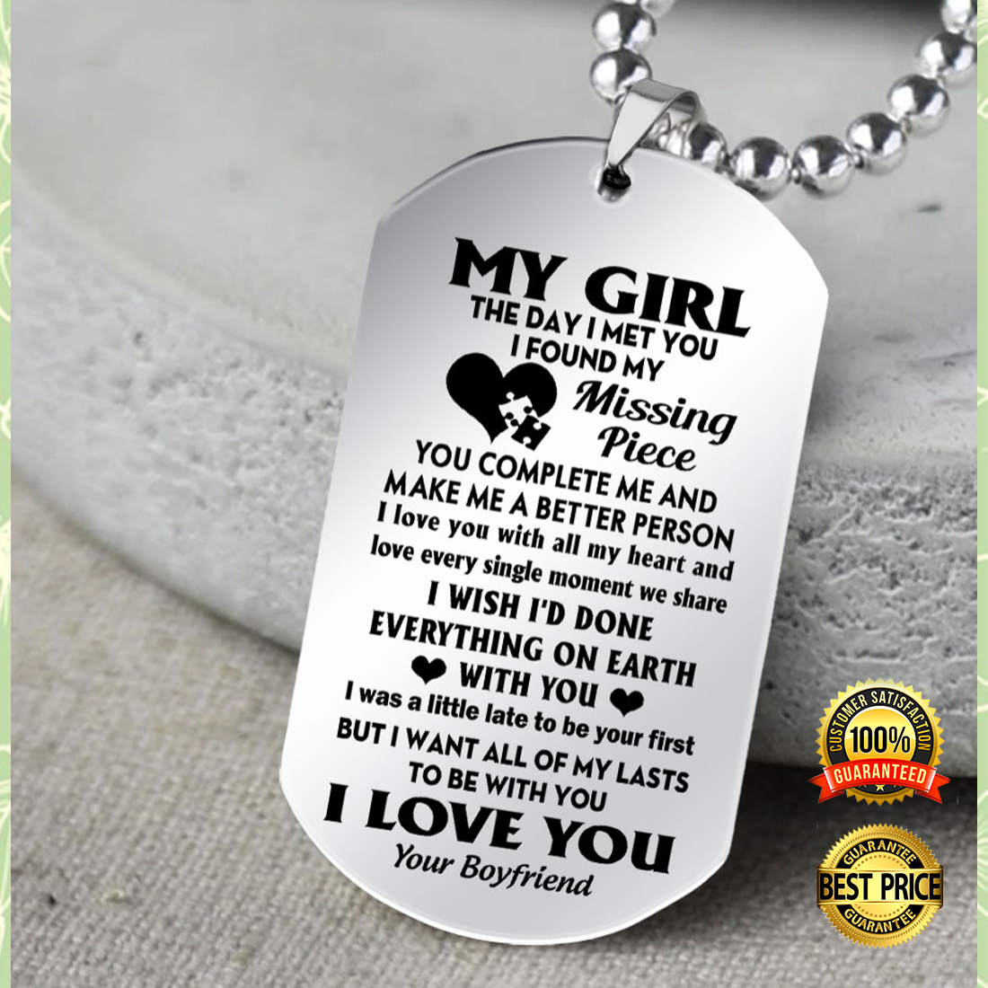 My Girl The Day I Met You I Found My Missing Piece Dog Tag 4