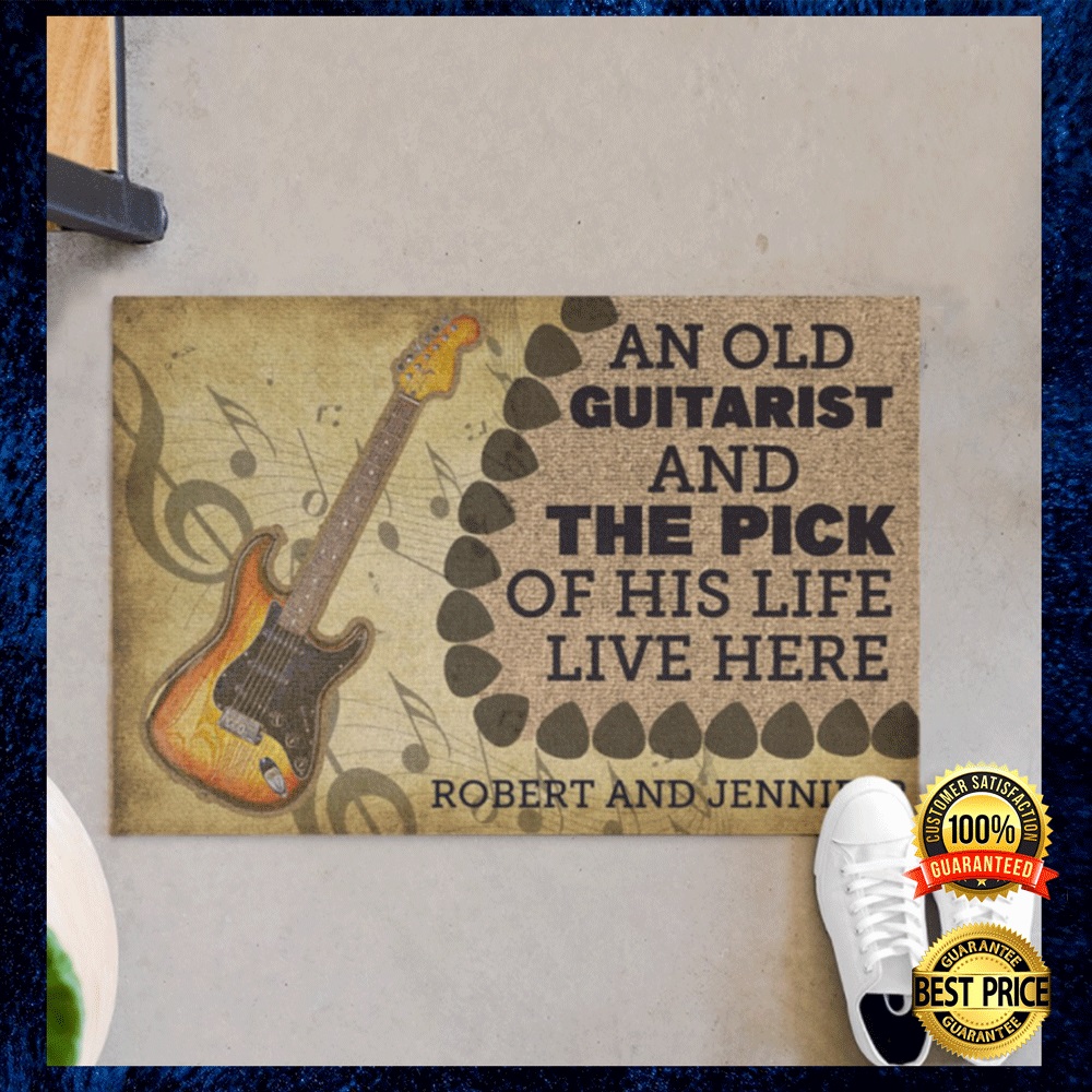 Personalized An Old Guitarist And The Pick Of His Life Live Here Doormat 3