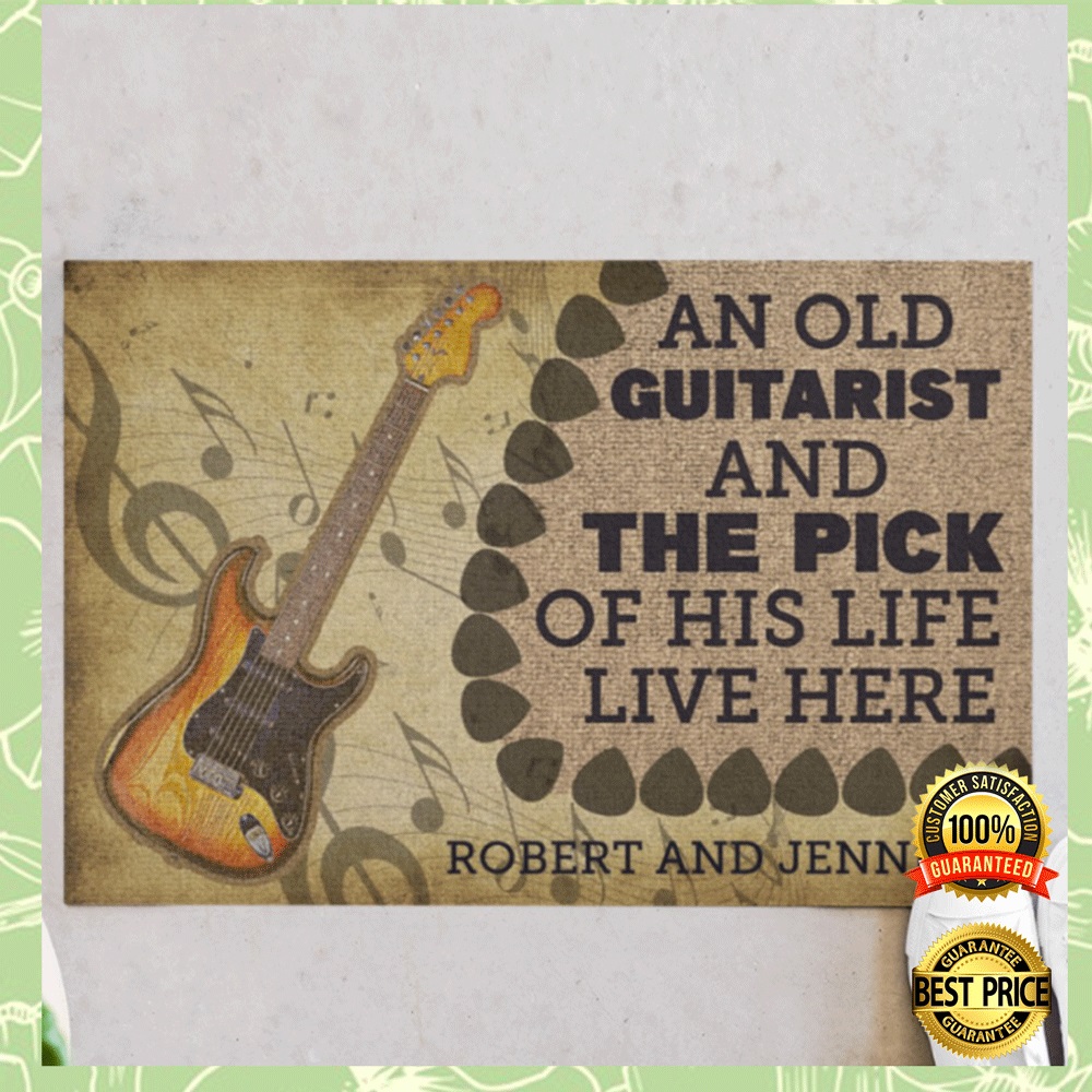 Personalized An Old Guitarist And The Pick Of His Life Live Here Doormat 2