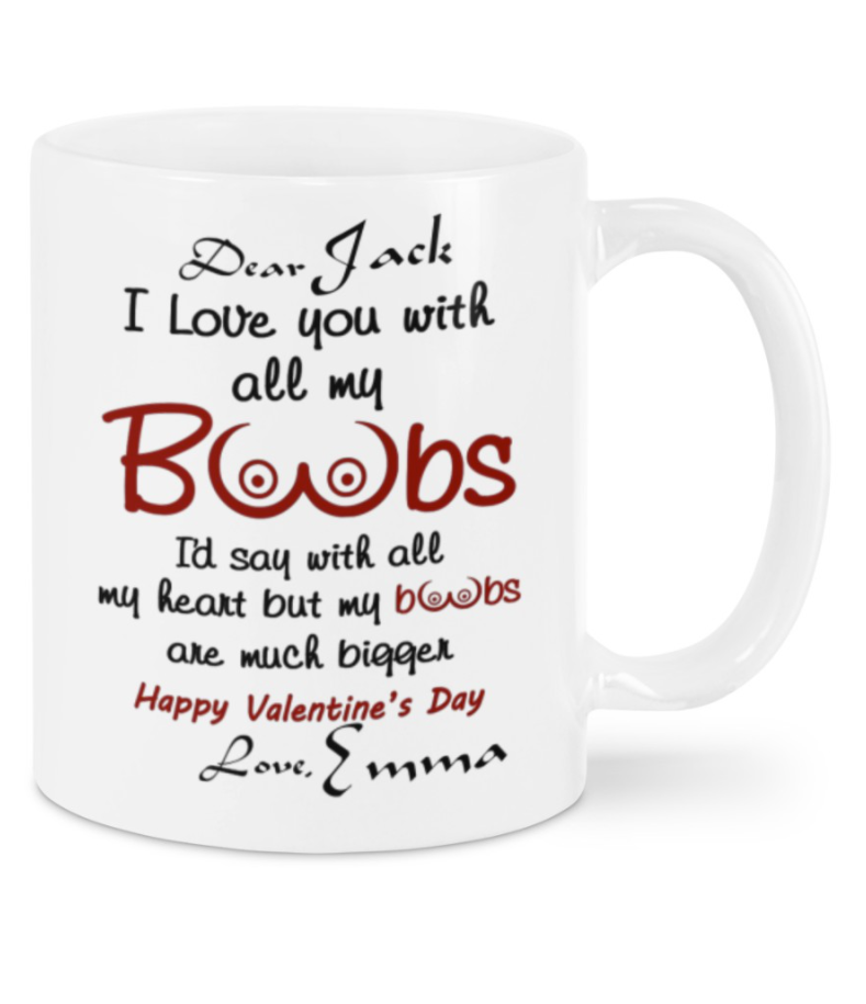 Personalized i love you with all my boobs mug