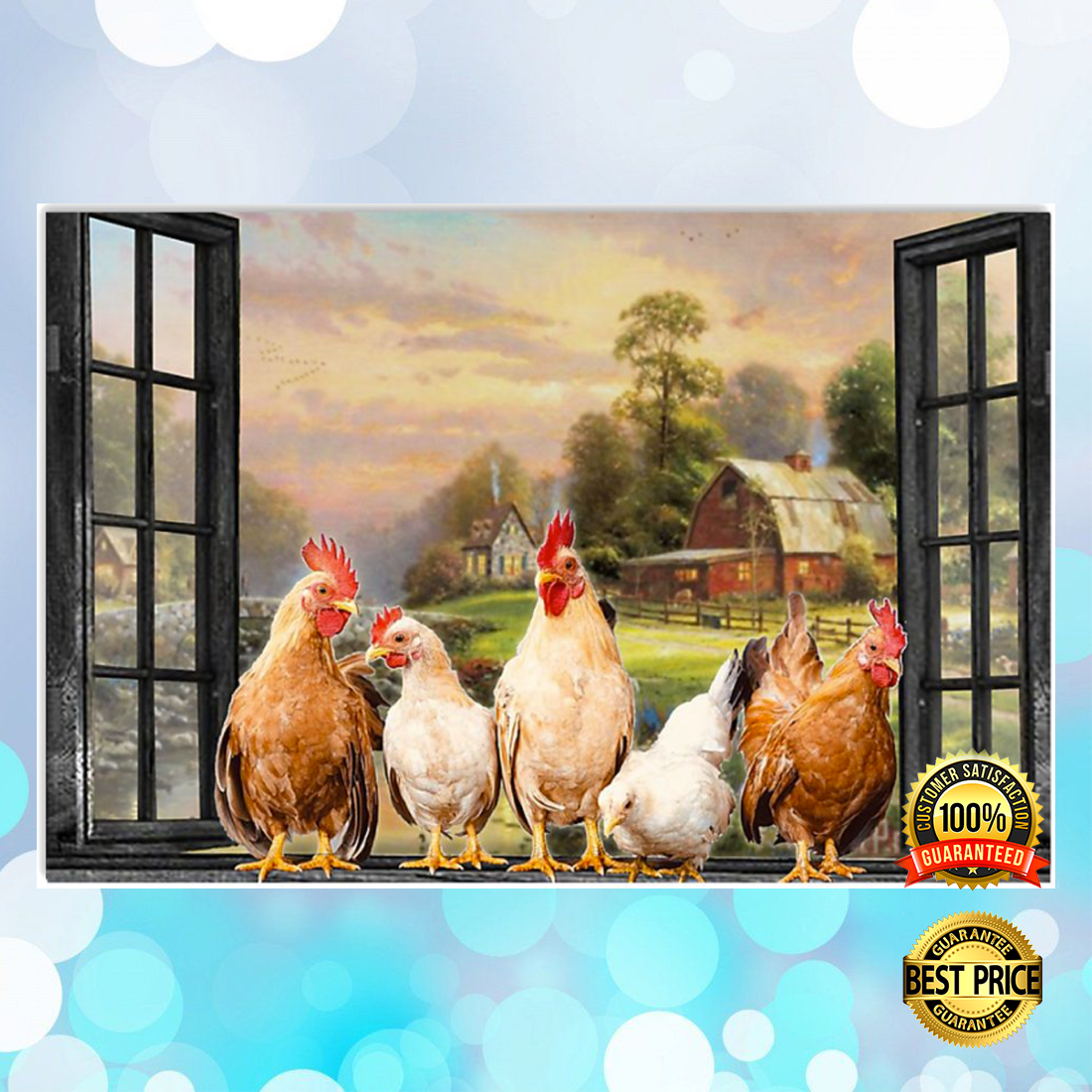 Chickens by the window poster 5