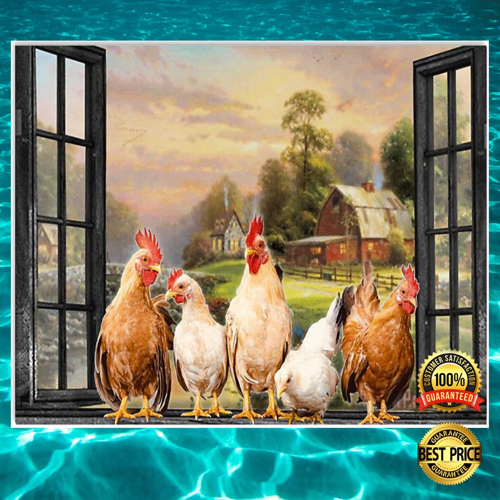 Chickens by the window poster1