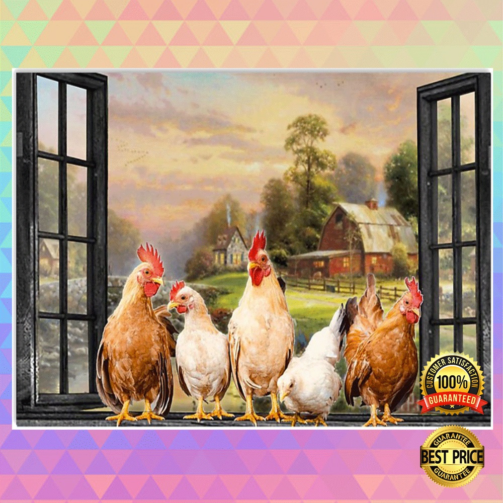 Chickens by the window poster2