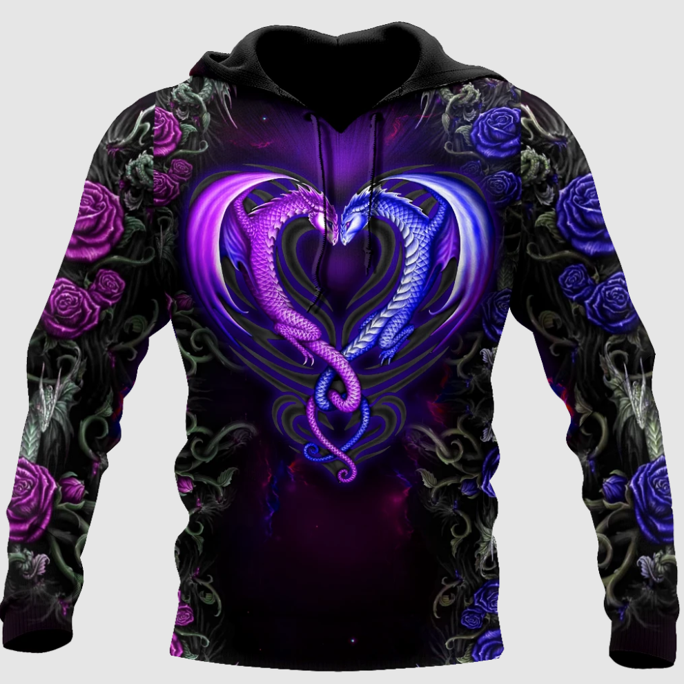 Dragon Couple All Over Printed 3D Hoodie 4