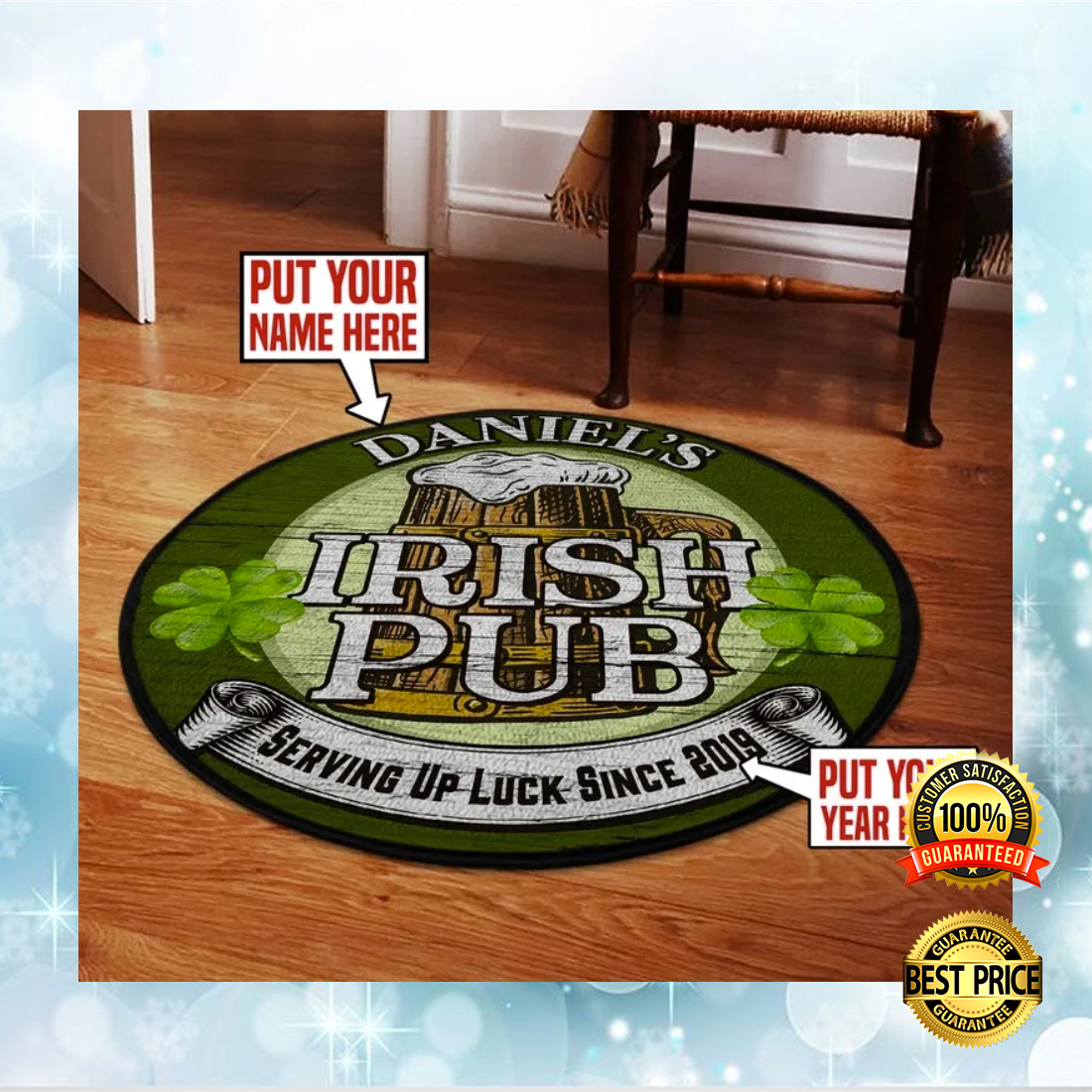 Personalized Irish Pub round Rug 4