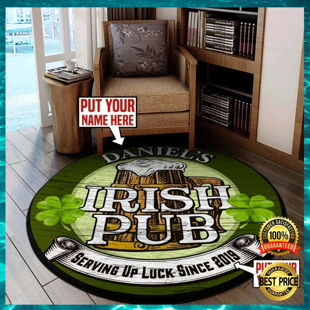 Personalized Irish Pub round Rug 2