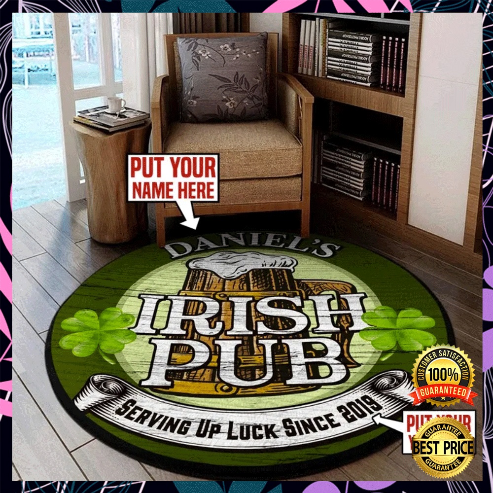 Personalized Irish Pub round Rug 1