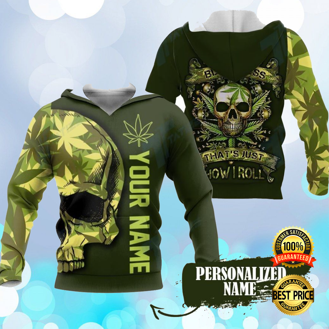 Personalized Skull Weed Sorry For My Bluntness That's Just How I Roll All Over Printed 3D Hoodie 4