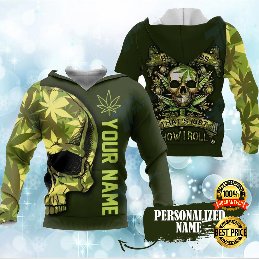 Personalized Skull Weed Sorry For My Bluntness That's Just How I Roll All Over Printed 3D Hoodie 3