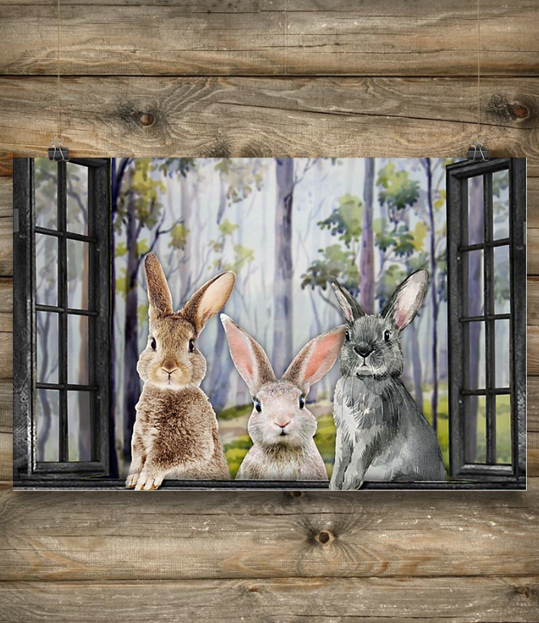 Rabbits by the window poster 1