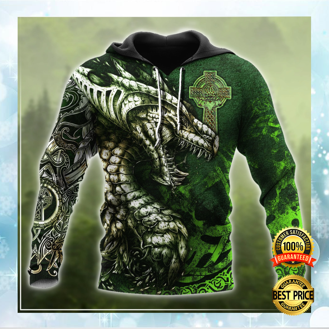 Celtic dragon tattoo all over printed 3D hoodie 5