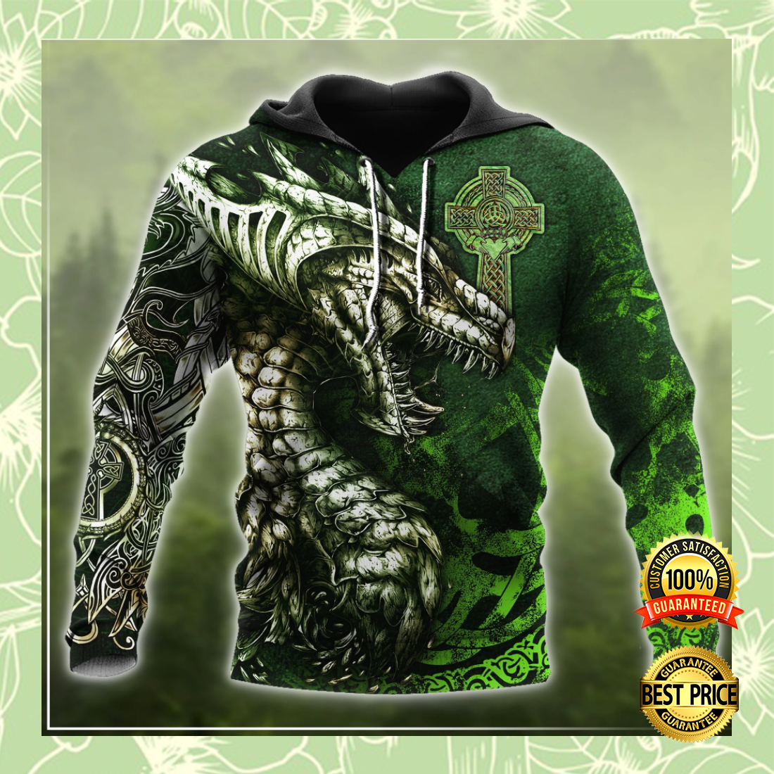 Celtic dragon tattoo all over printed 3D hoodie 6