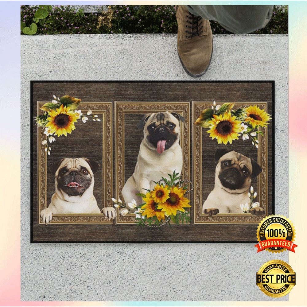 Pug sunflower frame doormat2 1