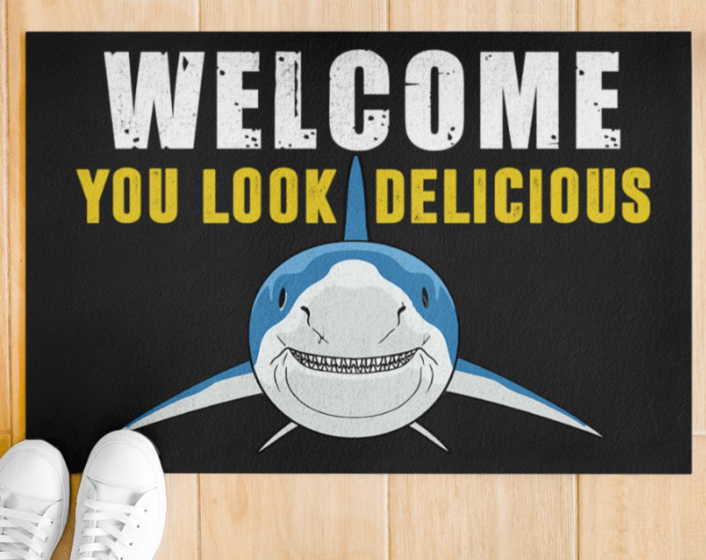 Shark welcome you look delicious doormat 1