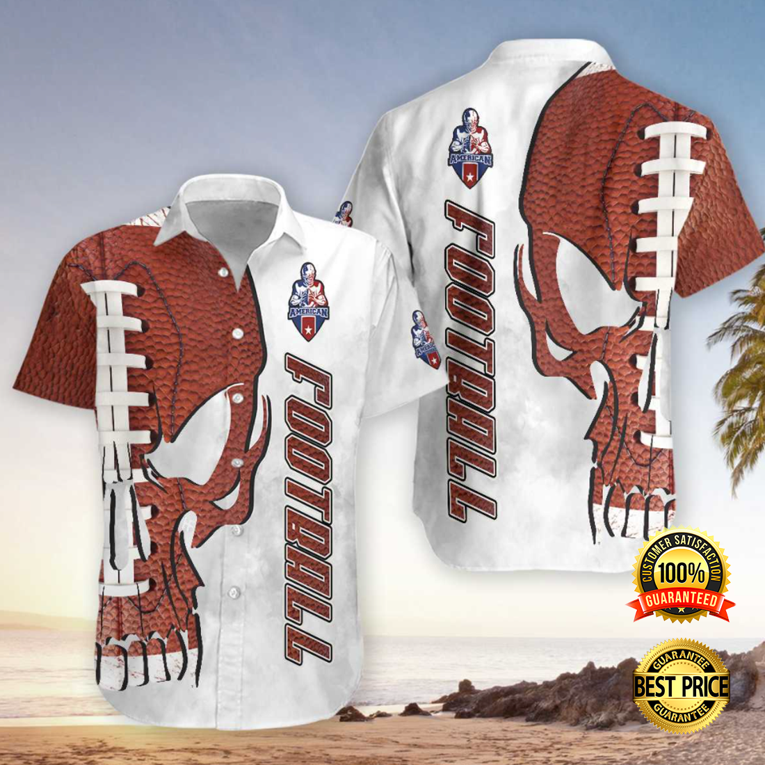 Skull American football hawaiian shirt 4