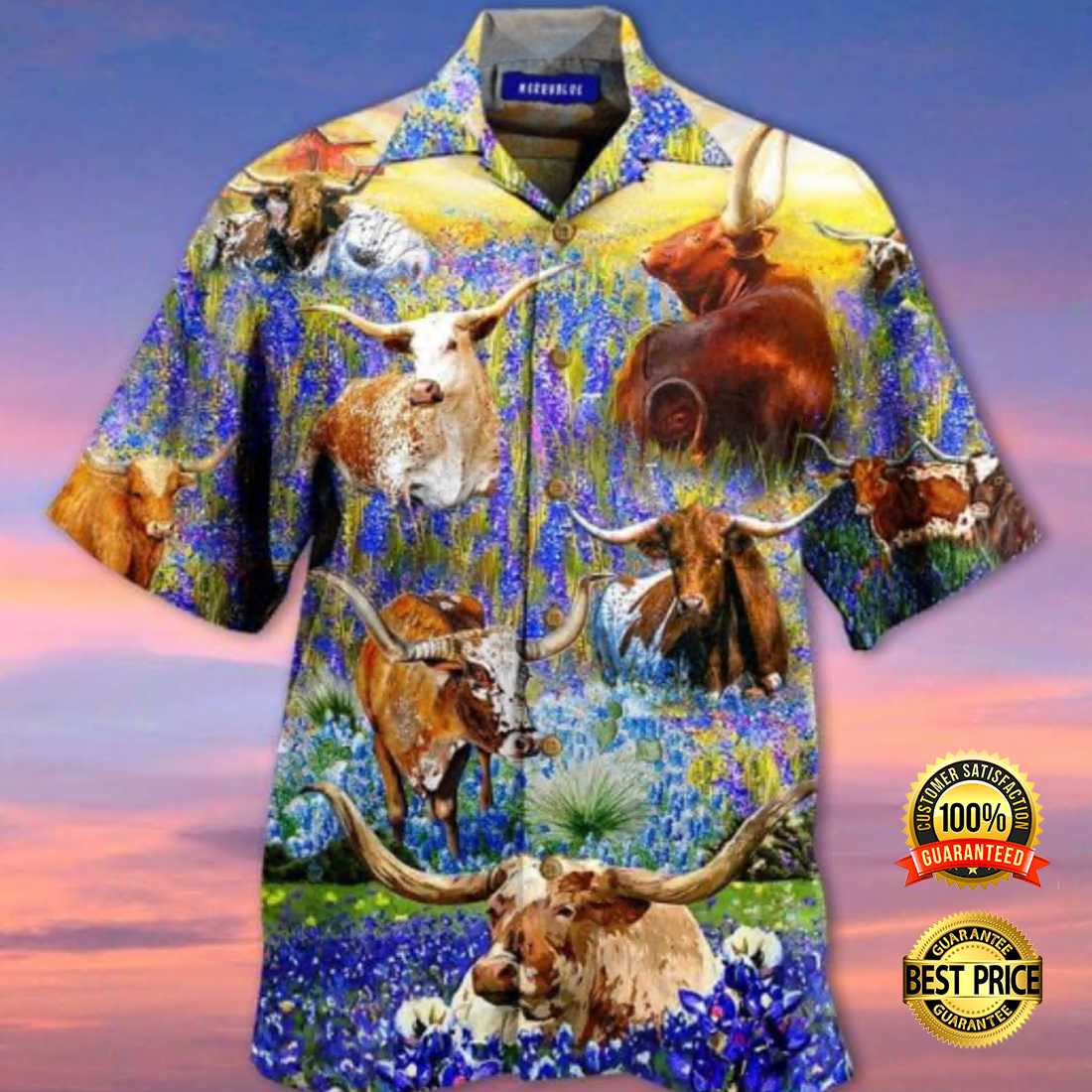 Texas Longhorn In Bluebonnets hawaiian shirt 4