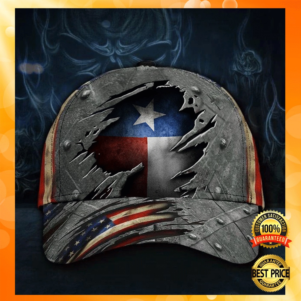 Texas state and American flag cap1