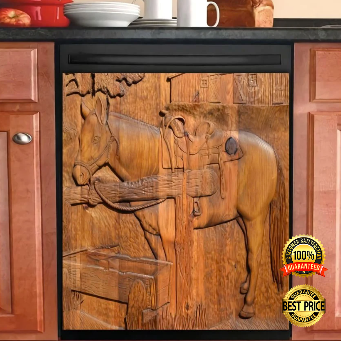 Wooden horse dishwasher cover 4