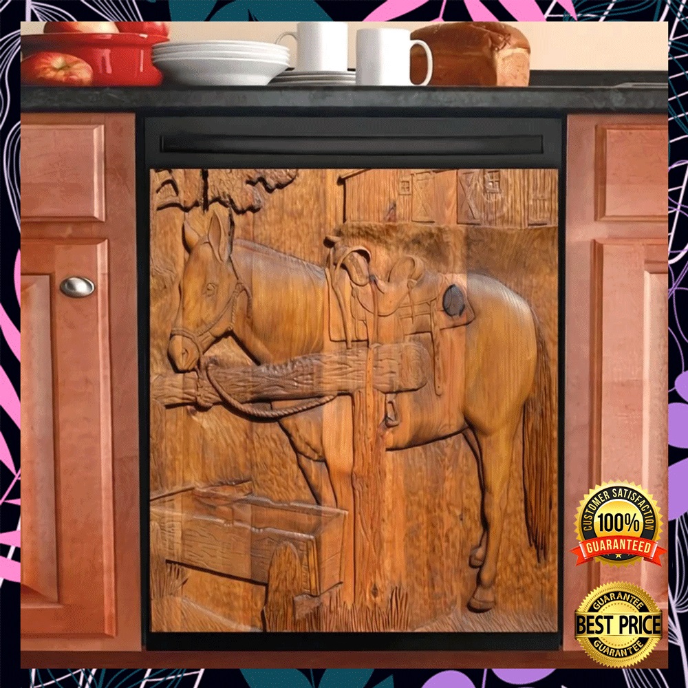 Wooden horse dishwasher cover1