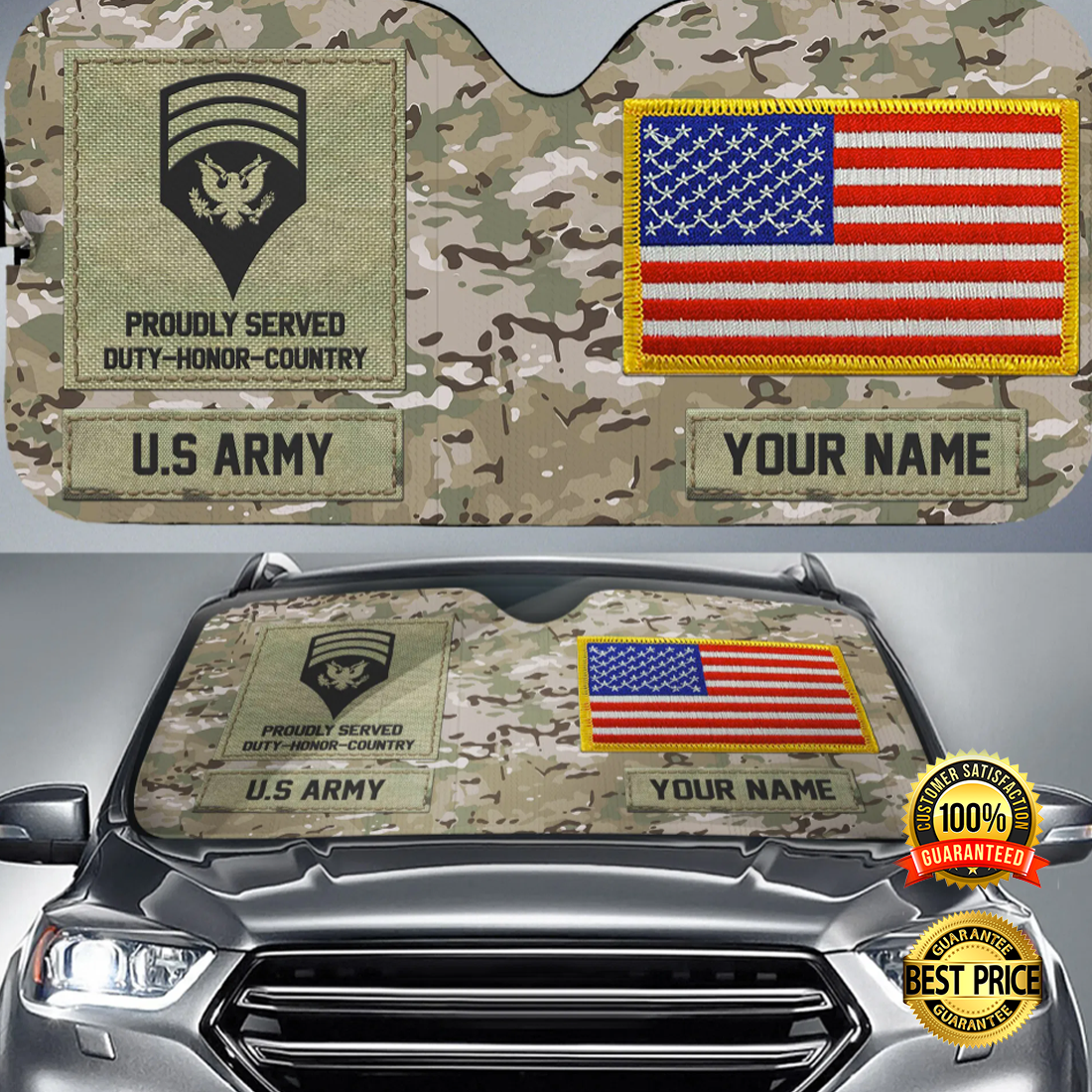 Personalized US Army Military camo sun shade 4