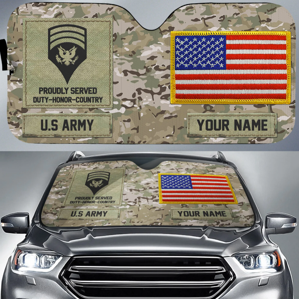Personalized US Army Military camo sun shade