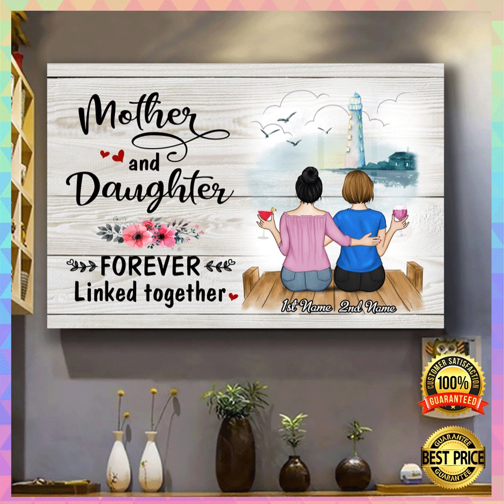 Personalized mother and daughter forever linked together canvas1