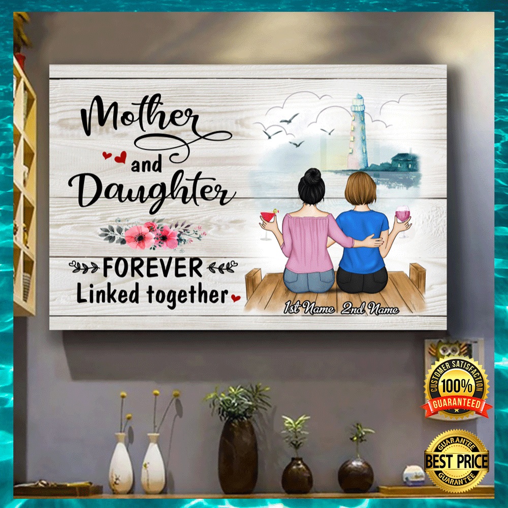 Personalized mother and daughter forever linked together canvas2