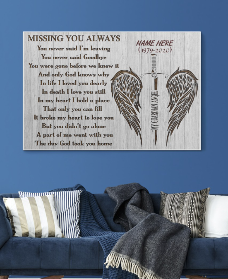 Personalized my guardian angel missing you always canvas 2