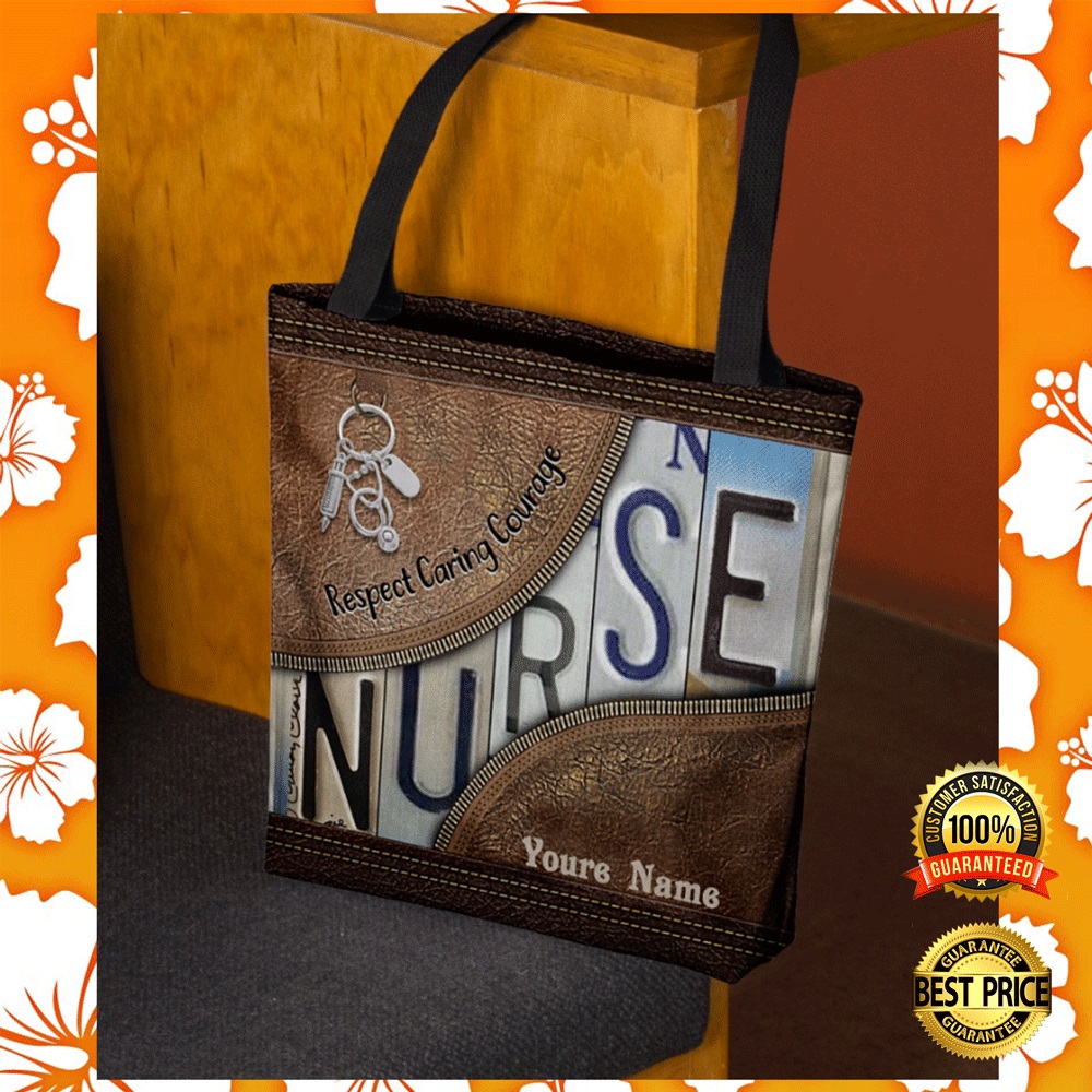 Personalized nurse respect caring courage tote bag1
