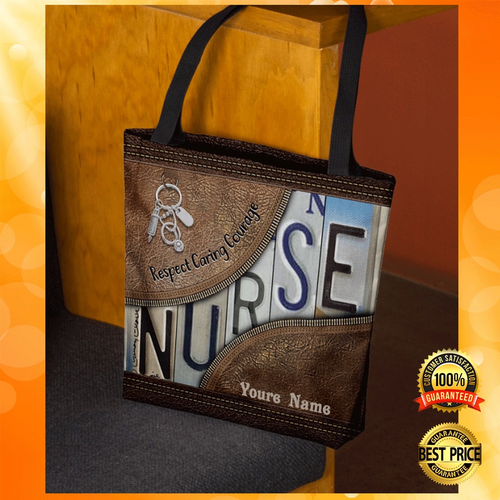 Personalized nurse respect caring courage tote bag2