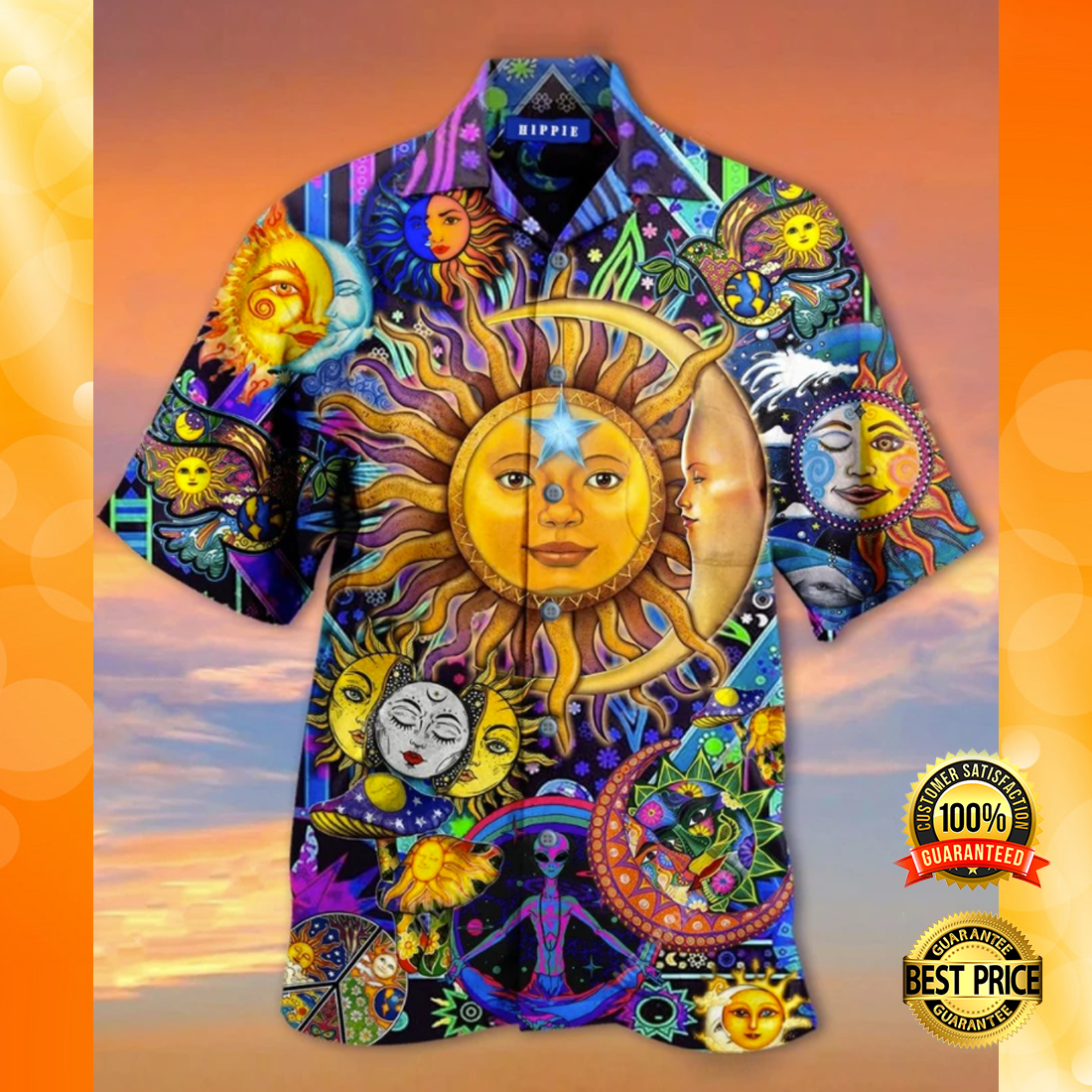 Sun and moon hippie hawaiian shirt 4