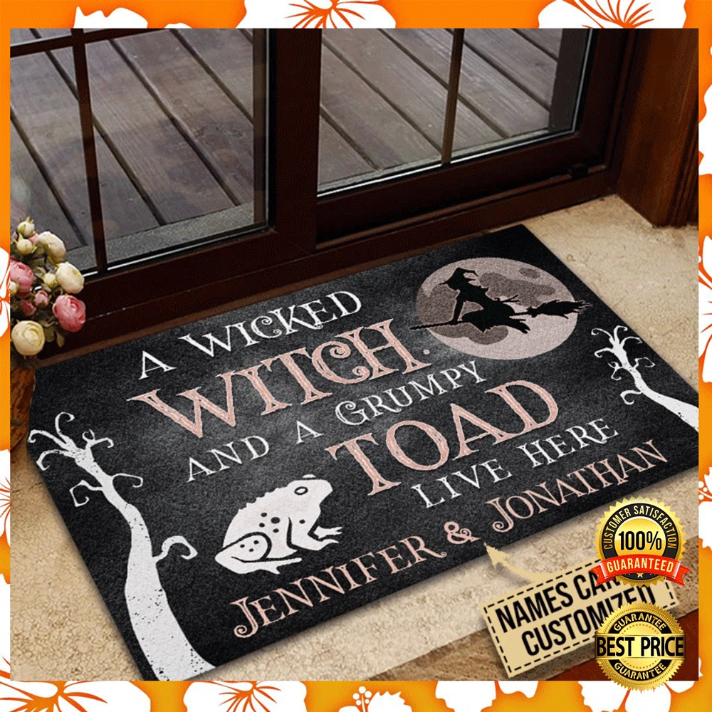 Personalized a wicked witch and a grumpy toad live here doormat2