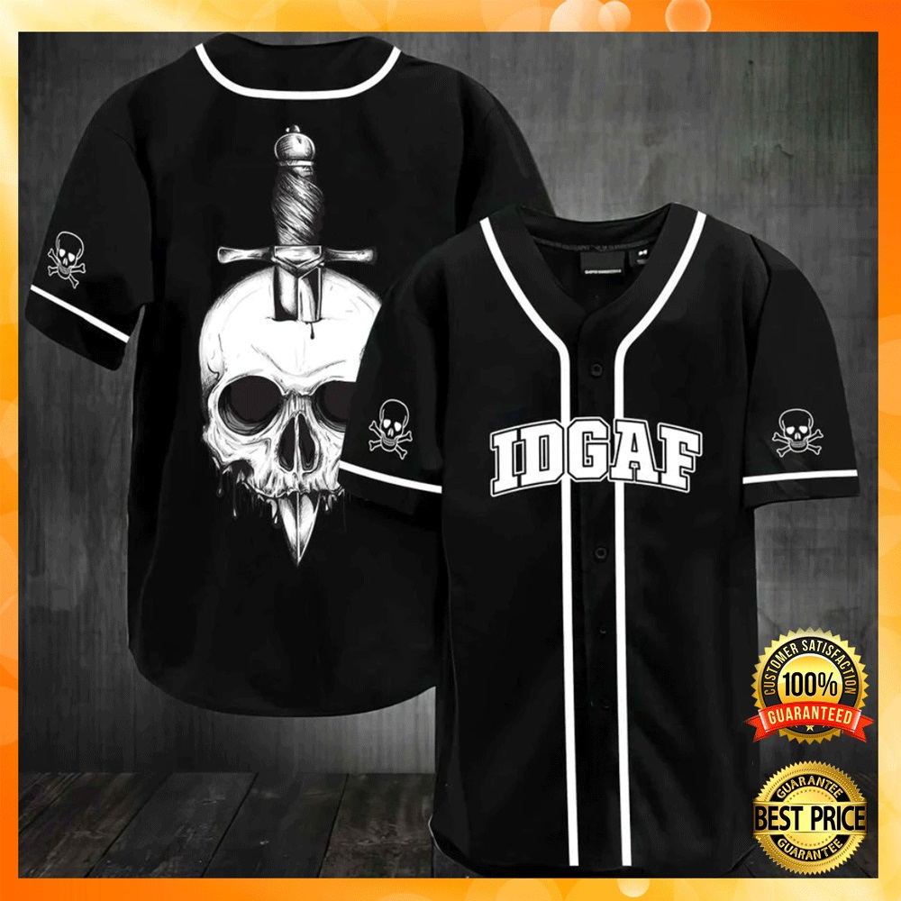 Skull IDGAF baseball jersey1 1