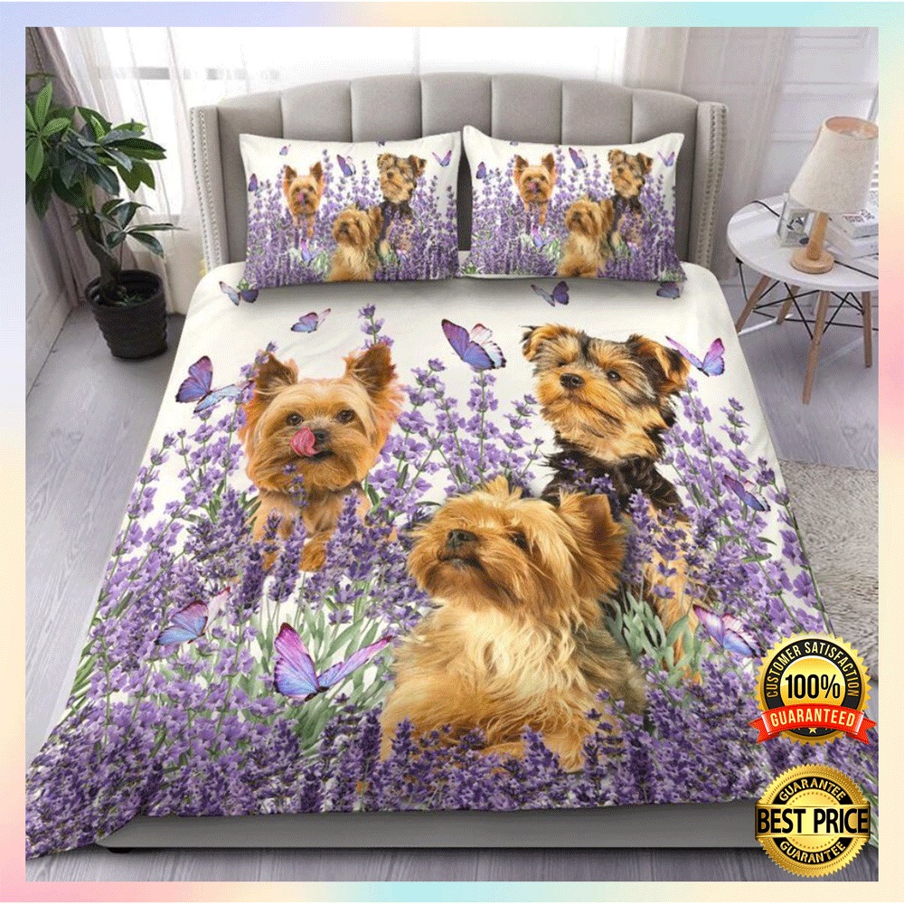Yorkshire terrier and flower bedding set1